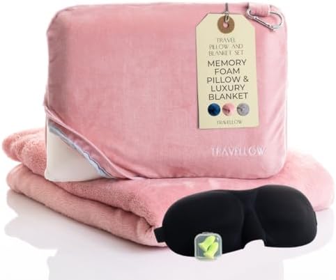 Travellow Travel Pillow and Blanket Set - Pink 1