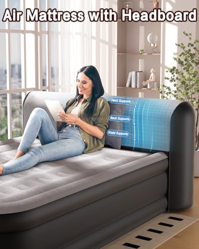 Xsleep Queen Air Mattress with Built-in Pump and Headboard
