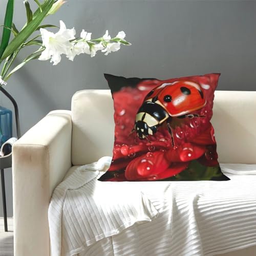 Ogniwo Ladybug Flower Throw Pillow 12x12 Inch