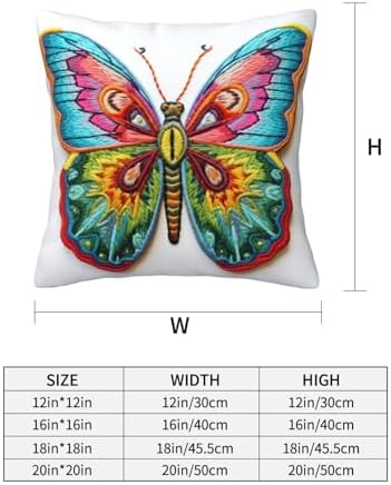 Ogniwo Embroidery Butterfly Throw Pillow Soft 12x12 Inch Cushion Case