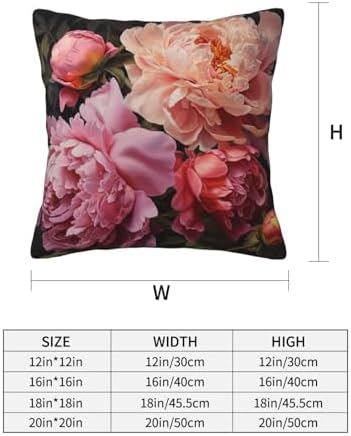 Garden Peony Throw Pillow Soft 12x12 Inch Cushion Cover