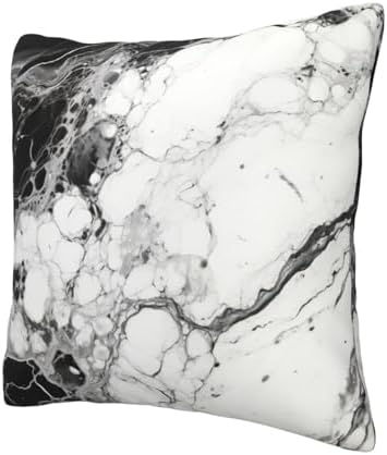 Ogniwo Black White Marble Throw Pillow 12x12 Inch