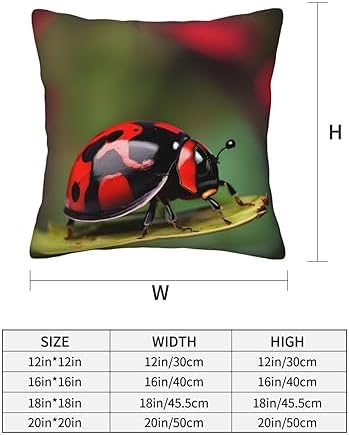 Red Ladybug Dasisy Throw Pillow 12x12 Inch