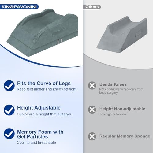 KingPavonini Adjustable Leg Elevation Pillow with Cooling Memory Foam