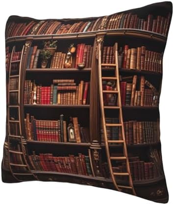Ogniwo Library Bookshelf Throw Pillow 12x12 Inch Soft Square Cushion Case