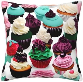 Ogniwo Delicious Cupcakes Throw Pillow 12x12 Inch Soft Square Cushion Cover