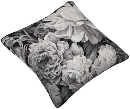 Floral Graphite Throw PillowSoft Square 12x12 Inch Cushion Cover