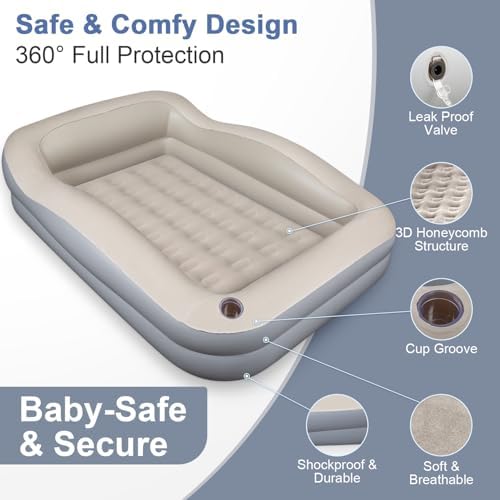 LOREINTA Inflatable Toddler Travel Bed with Safety Bumpers