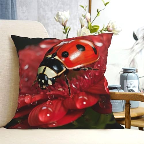 Ogniwo Ladybug Flower Throw Pillow 12x12 Inch