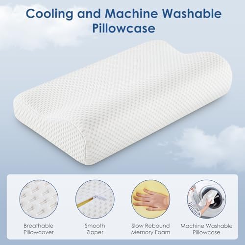 Silkena Contour Memory Foam Pillow with Cooling Cover