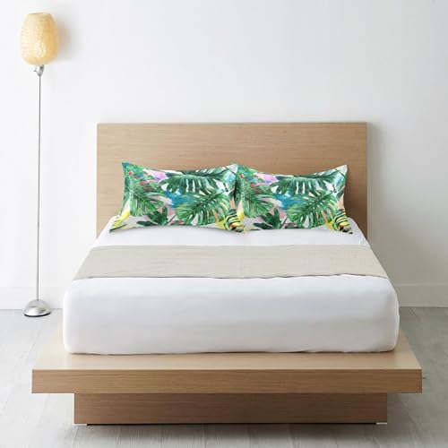 TSENQUE Tropical Leaf Satin Pillow Case