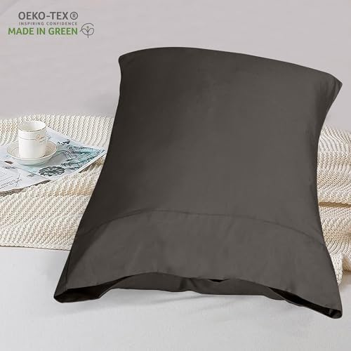 ROYALE LINENS 300 Thread Count Pillowcases Set of 2 - Percale Grey