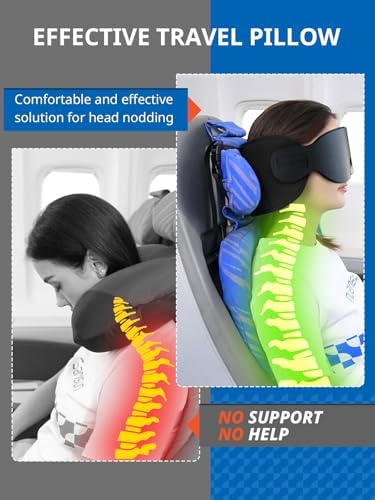 SARISUN Ultra-Thin Airplane Pillow with 3D Eye Mask