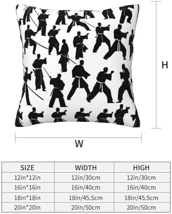 Ogniwo Silhouettes Martial Arts Throw Pillow 12x12 Inch