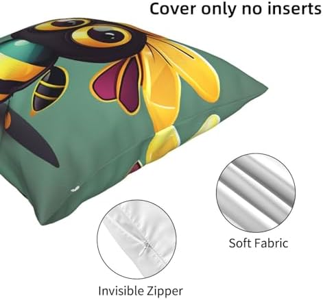 Ogniwo Cartoon Bee Throw Pillow 12x12 Inch
