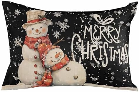 Waterproof Pillow Protector 2 Pack with Zipper Snowman Designs