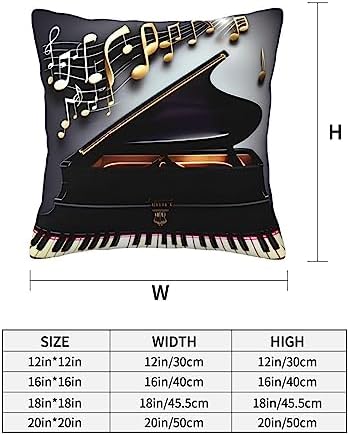 Ogniwo Music Note Pianos Throw Pillow 12x12 Inch