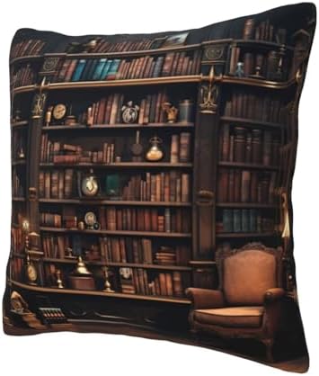 Ogniwo Library Bookshelf Throw Pillow 12x12 Inch