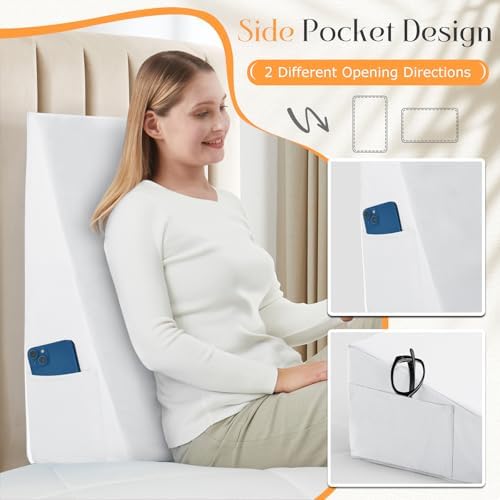 Horbaunal White Wedge Pillow Cover with Zipper Side Pockets