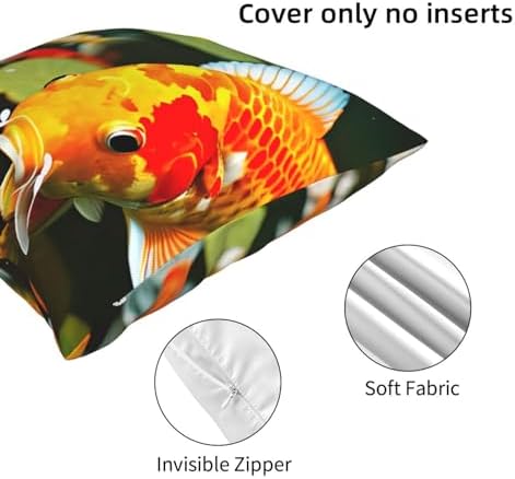 Ogniwo Japanese Koi Fish Throw Pillow 12x12 Inch