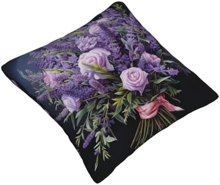Ogniwo Lavender Bouquet Throw Pillow Soft 12x12 Inch Square Cushion Case