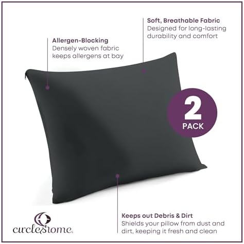 CirclesHome Pillow Protectors 2 Pack King Size Zippered