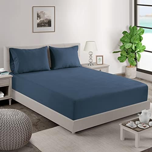 Lane Linen 100 Organic Cotton Pillow Cases Set of 2 - Navy Blue