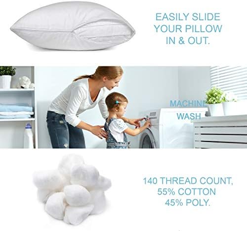 Mastertex Queen Pillow Covers 2 Pack - Zipper Allergy Protector