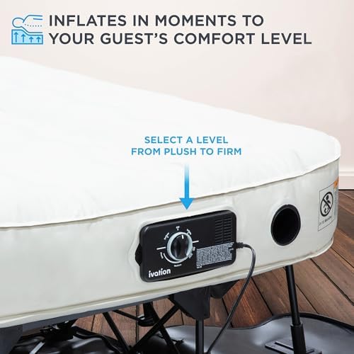 Ivation EZ-Bed Queen Air Mattress with Frame Rolling Case