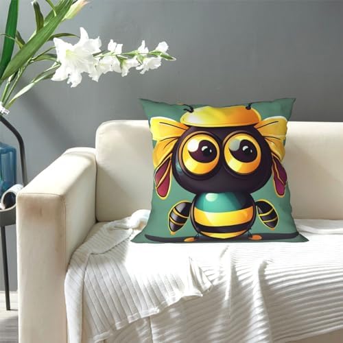 Ogniwo Cartoon Bee Throw Pillow 12x12 Inch