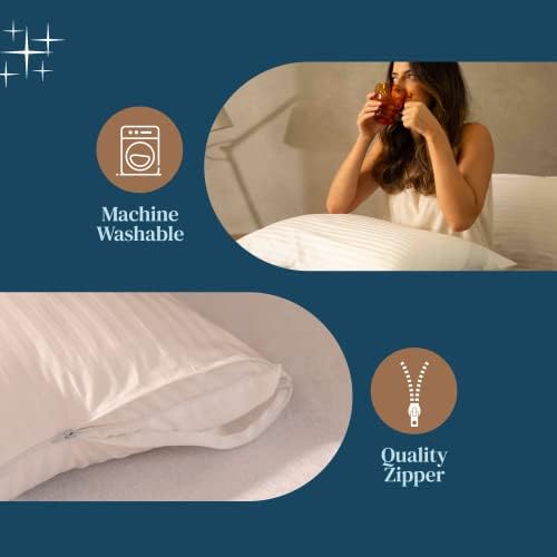 FeelAtHome 100 Cotton Pillow Protector Zipper Case - 20x26 Inches Pack of 4