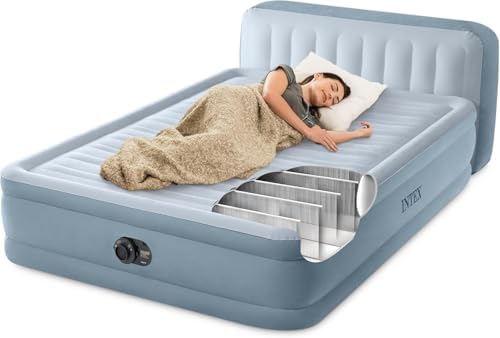 Intex Dura-Beam Deluxe Plush Air Mattress with Headboard Queen 600lb