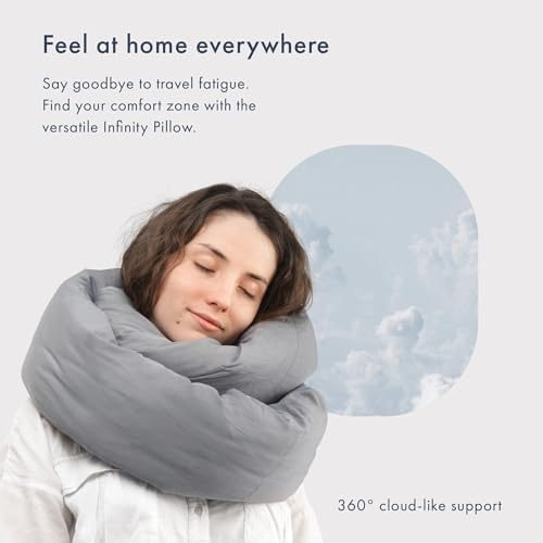 Huzi Infinity Pillow - Travel Neck Support Comfort Grey