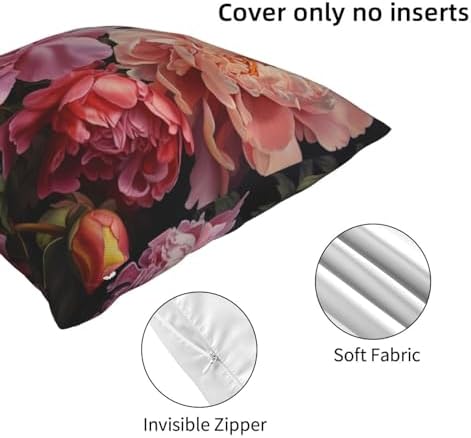 Garden Peony Throw Pillow Soft 12x12 Inch Cushion Cover
