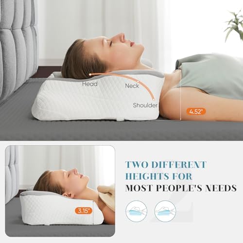 Sweetcrispy Cervical Pillow - Ergonomic Memory Foam Neck Support Grey