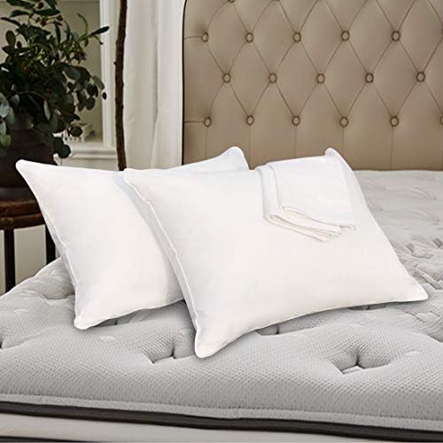 Precoco King Size Pillow Protectors - 100 Cotton with Hidden Zipper