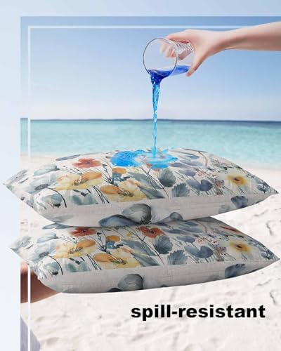 Waterproof Pillow Protector 2 Pack - Blue Wildflower Design 1