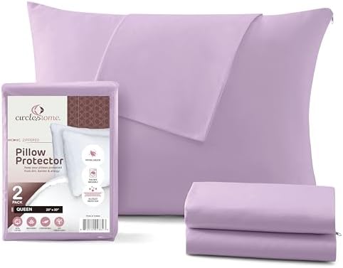 CirclesHome Pillow Protectors 2 Pack Queen Size Zippered
