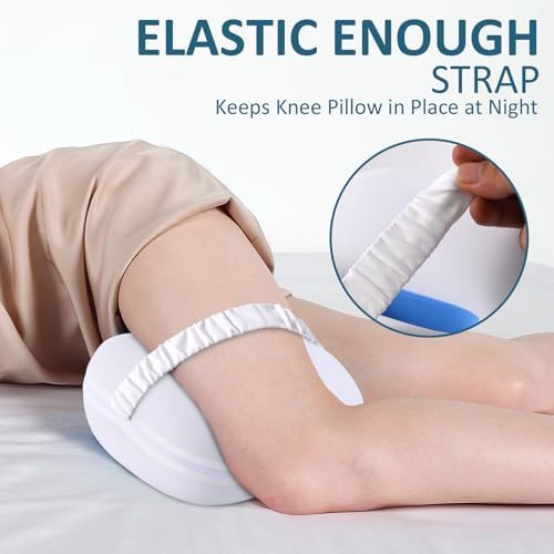 Beslovo Knee Pillow for Side Sleepers with Ice Silk Cover and Strap