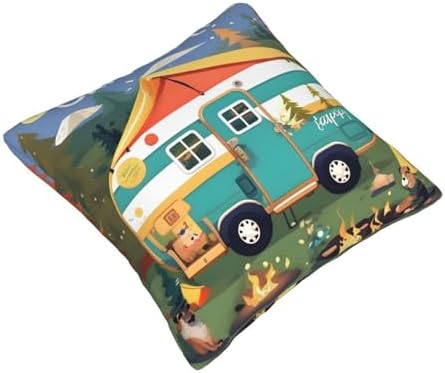 Ogniwo Happy Camper Throw Pillow 12x12 Inch Soft Square Cushion Cover