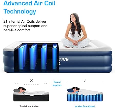 Active Era Tall 20 Twin Air Mattress with Built in Pump Raised Pillow