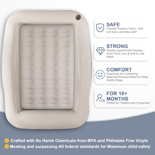 LOREINTA Inflatable Toddler Travel Bed with Safety Bumpers