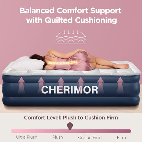 Queen Air Mattress with Built-in Pump Quilted Topper