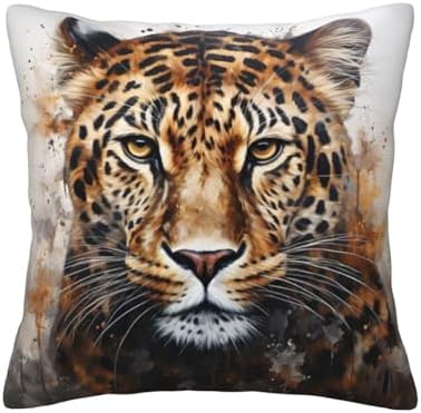 Leopard Print Throw Pillow - 12x12 Inch Soft Cushion Cover