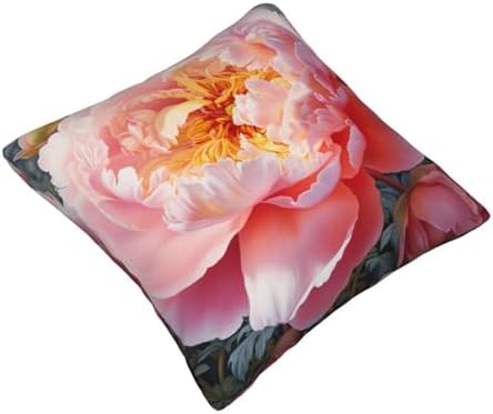 Garden Peony Throw Pillow 12x12 Inch