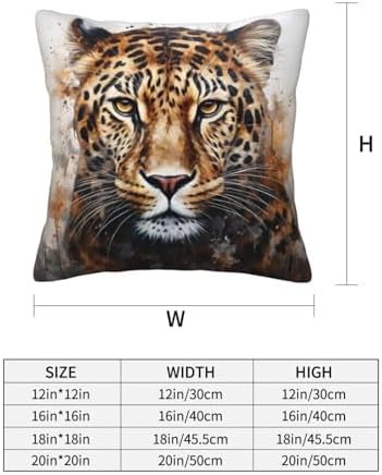 Leopard Print Throw Pillow - 12x12 Inch Soft Cushion Cover