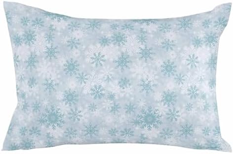 Waterproof Pillow Protector 2 Pack - Light Sky Blue White Snowflakes Design