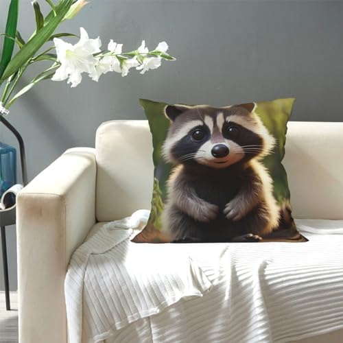 Ogniwo Cute Raccoon Throw Pillow 12x12 Inch 1