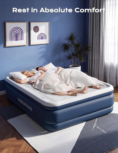 VISFAPAER Queen Air Mattress with Built-in Pump