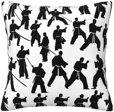 Ogniwo Silhouettes Martial Arts Throw Pillow 12x12 Inch